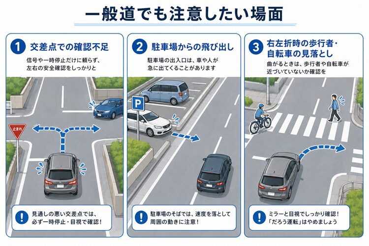 一般道路でも注意したい場面
